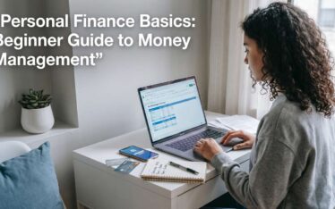 Beginner managing personal finances on laptop with notes and budgeting setup